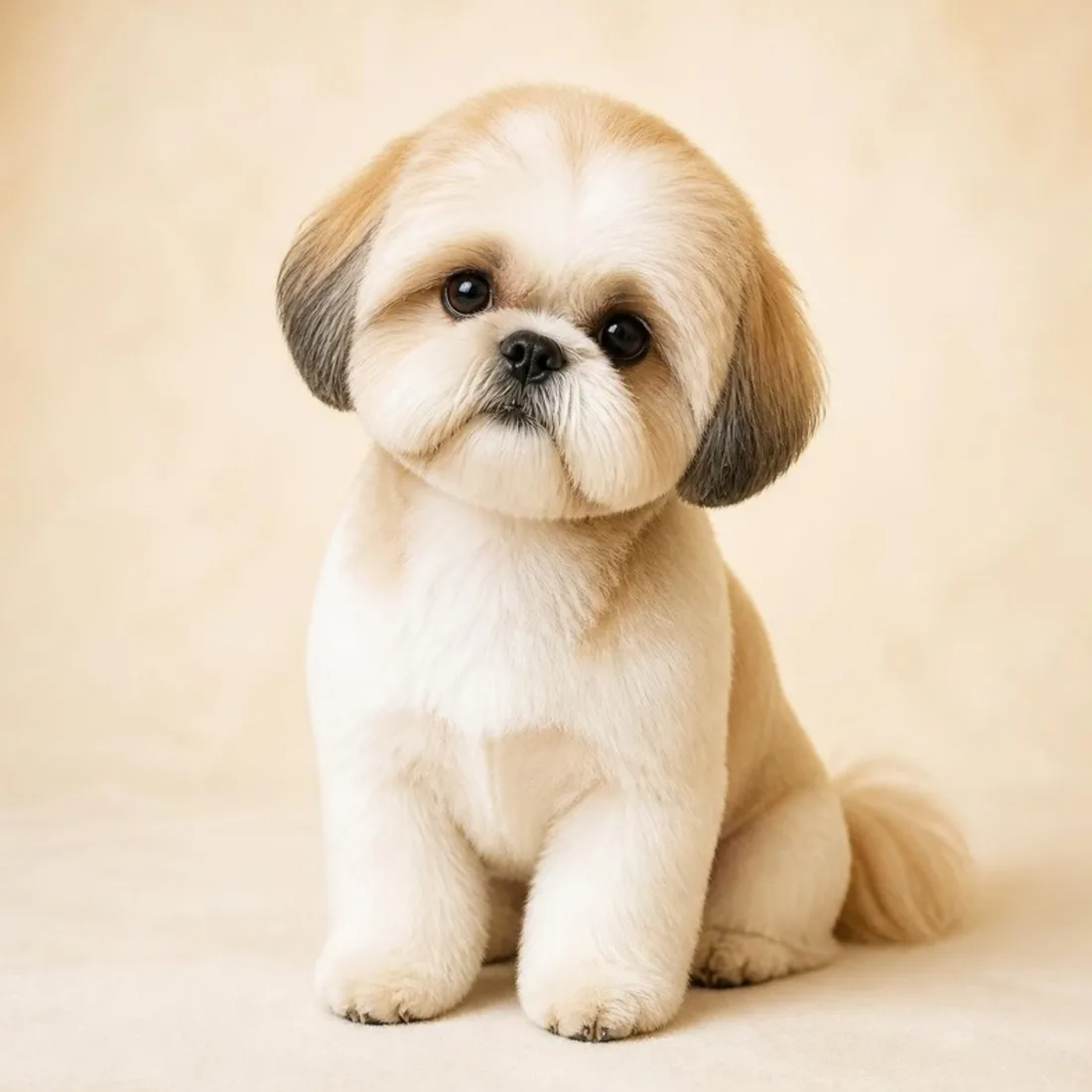 Shih tzu with a teddy bear cut